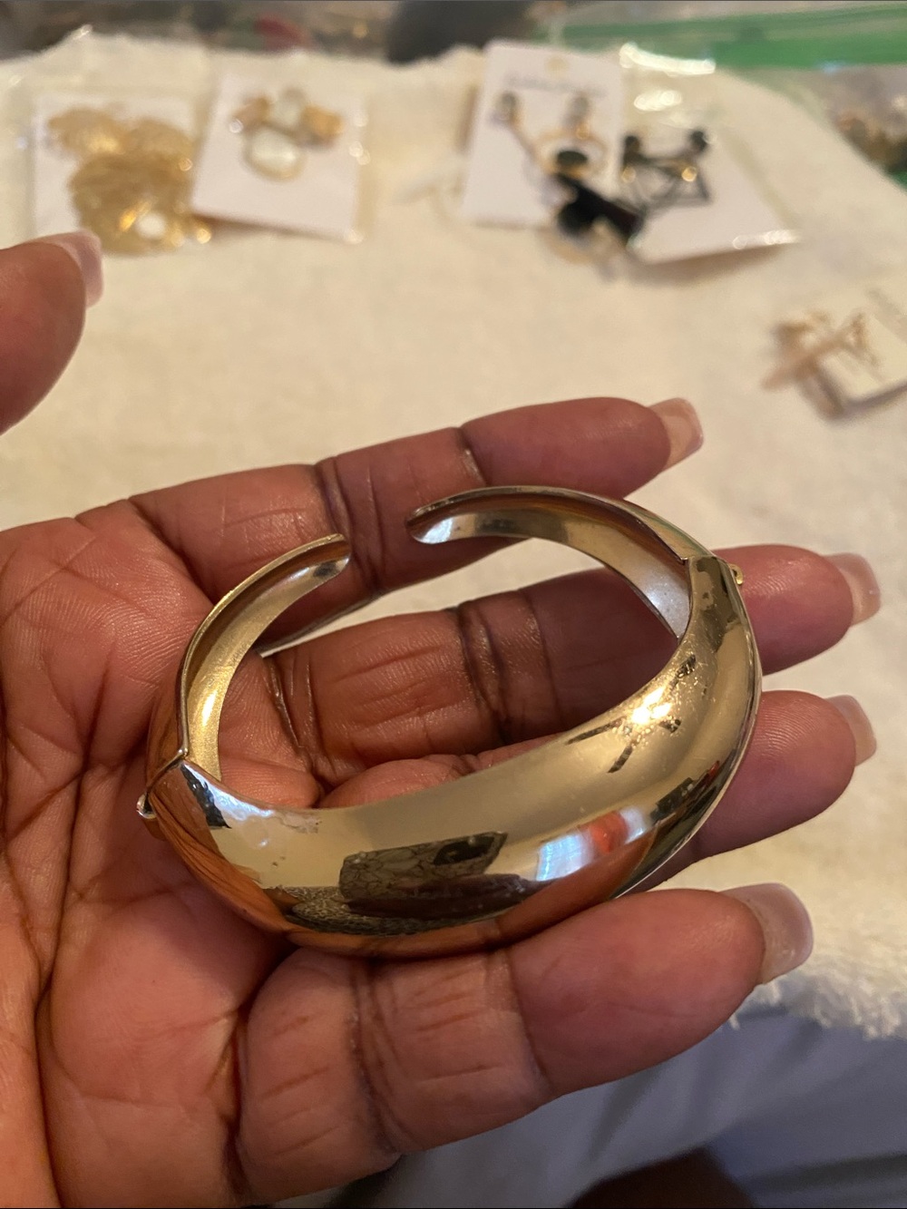 Coro Gold-Tone Sculpted Hinged Cuff Bracelet